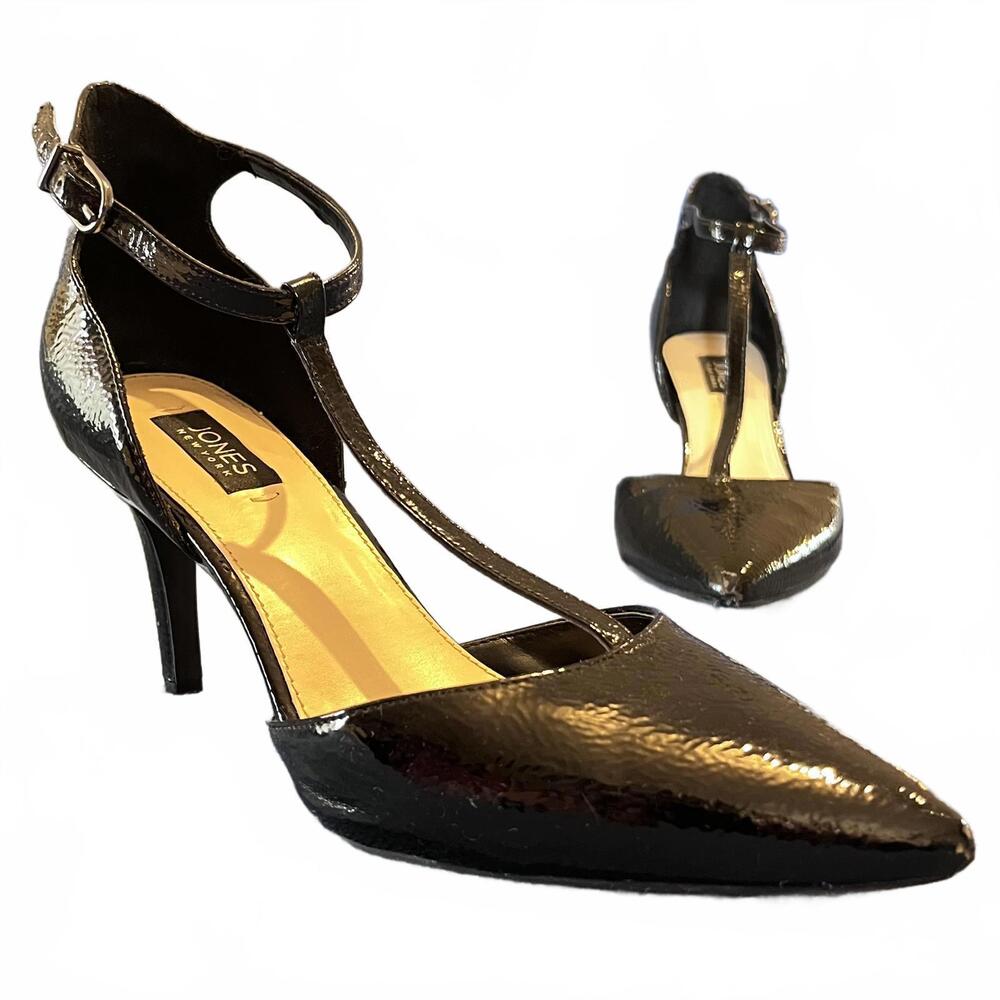 Elegant Black Patent Leather Heels by‎ Jones New York